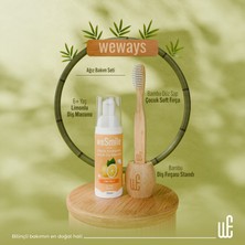 Weways Bambu Çocuk Diş Fırçası (Düz Soft) - Stand - 6+Yaş Diş Macunu Limon
