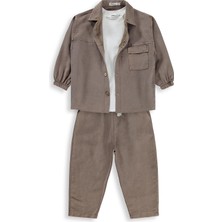 Civil Boys Gabardin Çizgili 3 Lü 2-5 Yaş Takım - Kahve
