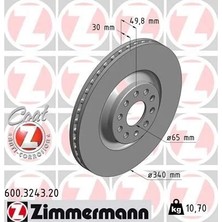 Zimmermann Ön Fren Aynası Havalı Passat 1.4 Tsı/1.6 Tdı/1.8 Tsı/2.0 Tsı/2.0 Tdı/3.6 Fsı 4motıön 10- Passat cc 1 986479734-DF6133S