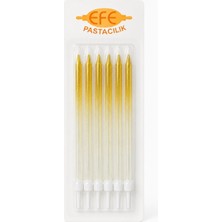 Efe Pastacılık Metalik Beyaz Gold Uzun Pasta Mumu 17 cm