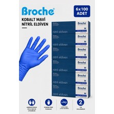 Pudrasız Kobalt Nitril Eldiven M Beden 6'lı Paket