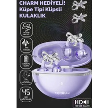 Teknoloji Gelsin Charmlı Klipsli Bluetooth Kulaklık Kablosuz Anc Enc Çift Mic. LED Gösterge Küpe Kulaklık
