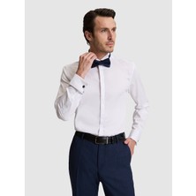 Cacharel Erkek Beyaz Slim Fit Pamuk Karışımlı Ata Yaka Smokin Gömlek 50324587-VR013