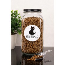 Dolkin Home Cinse Özel Kedi Maması Kutusu Etiketli 3000 ml Cam Kavanoz Ölçekli Kedi Maması Saklama Kutusu