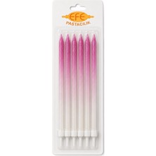 Efe Pastacılık Metalik Beyaz Fuşya Uzun Pasta Mumu 17 cm