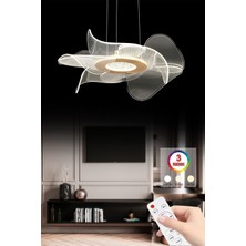 Empressco Modern Lüx LED Avize, Gold Renk, Kumandalı, 3 Renk Seçeneği