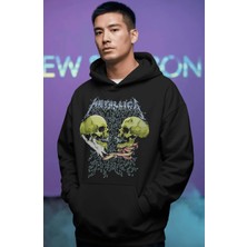 Sevbano Metallica Rock Metal Müzik Grubu Ön Baskılı Unisex Oversize Premium Hoodie