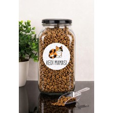 Dolkin Home Cinse Özel Kedi Maması Kutusu Etiketli 3000 ml Cam Kavanoz Ölçekli Kedi Maması Saklama Kutusu
