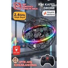 Teknoloji Gelsin R34 360° Korumalı Futbol Top Drone Hd Kameralı LED Işıklı Yükseklik Sabitlemeli Uzaktan Kumandalı Akıllı Drone
