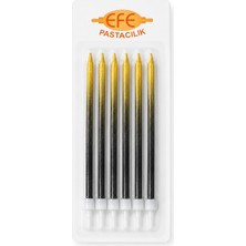 Efe Pastacılık Metalik Siyah Gold Uzun Pasta Mumu 17 cm