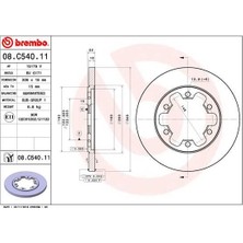Brembo Arka Fren Aynası Transit V363 14 > Çift Teker 308X18X122.5X22X6DL
