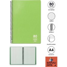 Defne Saygılıofis 80 Yaprak A4 Spiralli Pp Kapak Kareli Defter