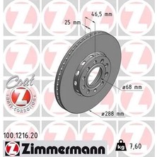 Zimmermann Ön Fren Aynası Passat-Varıant 11/96/5.05 Audı A4-A6 1.8 20V-1.9TDI 97 > 288X25X5DLXHAVALI 986478546-DF2652-DF2652BP
