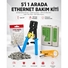 Derwell 5i 1 Arada Ethernet Bakım Kiti Ez RJ45 Sıkma Pensesi Delikli Konnektör 100LÜ Paket Gri Boot Kılıf Kablo Test Cihazı Mini Kablo Soyucu Aparat Cat6 Utp Internet Altyapı Sonlandırma Çakma Pense Takımı