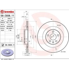 Brembo Arka Fren Diski S60 Iıı 224 -S90 Iı 234 -V60 Iı -V90 Iı 235-236 -XC40 536 -XC60 Iı XC90 2014 > Delikli