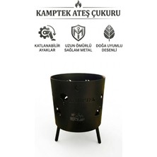 Kamptek Kamp Teknolojisi Pro Kalın Metal Ateş Çukuru - Kamp & Bahçe Şöminesi - Ayaklı Doğa Ateş Çukuru Figürlü Orta Boy