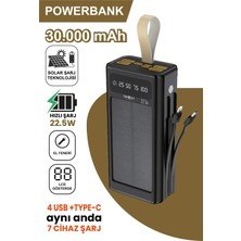 Teknoloji Gelsin 30.000 Mah Powerbank Güneş Enerjili Solar Hızlı Şarj Göstergeli El Fenerli Taşınabilir Batarya 22.5W