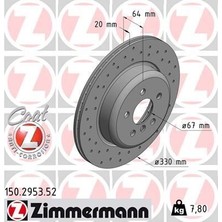 Zimmermann Fren Dıskı Arka Sag Bmw G20 G21 G28 G22 G23 G26 G30 G31 G32 G11 G12 G08 G01 G02 G05 G29 Delıklı