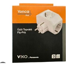 Viko Topraklı Üçlü Beyaz Fiş - Priz Yonca