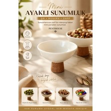 Penthouse Mini Ayaklı Porselen Sunumluk Doğal Ahşap Ayaklı Çerezlik Sosluk Reçellik Kahvaltılık Sunum Kasesi