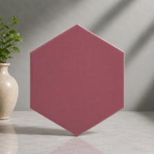 Armada Çini 15X17 cm Düz Koyu Pembe Altıgen Seramik
