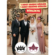 Atlas Lab Nedime Sağdıç Ikili Parti Gözlüğü Bride To Be Düğün Fotoğraf Çekim Aksesuarı 1'er Adet
