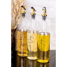 Dolkin Home 3lü 750 ml Ayçiçek Yağı ve Zeytinyağı Yağlık Sıvı Yağ Şişesi Gold Tıpalı Cam Yağdanlık
