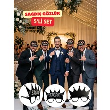 Atlas Lab Sağdıç Gözlüğü Düğün Damat Arkadaşı Parti Fotoğraf Aksesuarı 5'li Set