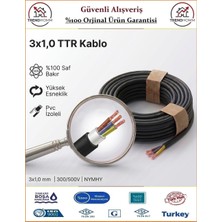 Öznur 3x1 TTR Elektrik Kablosu - El Aletleri Uzatma Kablosu - Siyah - %100 Bakır - 2 Metre