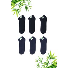 Gezbros 6 Çift Siyah Lacivert Renk Premium Bambu Patik Çorap