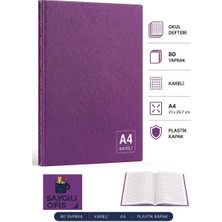 Defne Saygılıofis 80 Yaprak A4 Dikişli Düz Pp Kapak Kareli Defter