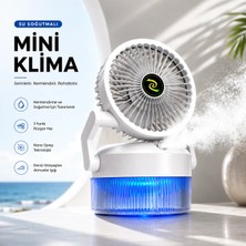 Taşınabilir Şarjlı Misting Fan | 3 Kademeli Hız | Ultra Ince Su Buharı | Sessiz & Işıklı Mini Masaüstü Vantilatör
