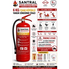 Santral 6 kg Foam Köpüklü Yangın Söndürme Tüpü 4 Yıl Garanti 3M N95 Maske Askı Aparatı kullanma talimatı ve fosforlu levha dahil TEKNE İÇİN ALMAYIN!!!