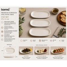 Bonnami Bonna Gourmet Oval Kayık Tabak 19X11 Cm- Porselen Salata, Mezelik, Kahvaltılık ve Atıştırmalık Sunum Tabağı