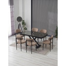 JoyMassa Venoxa 80X120 Mdf Masa / 6 Polo Sandalyeli Masa Takımı