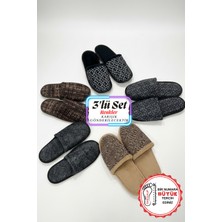 Walkenzo Erkek Rahat Taban Çeyiz Ev Halı Misafir Terliği-(3'lü Set)