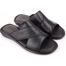 Castle Black 8523 Erkek Ortopedik Taban Hakiki Deri Terlik