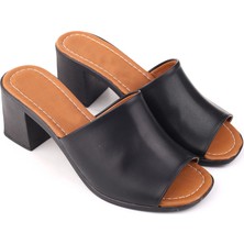 Walkenzo 1701 Kadın 7 cm Kare Topuk Rahat Taban Kadın Terlik