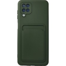 DS LLC Samsung Galaxy A12 Kılıf Kelvin Kartvizitli Silikon - Koyu Yeşil