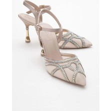 Walkenzo 5006-1 Kadın 9,5 cm Topuk Arkası Açık Fantezi Ayakkabı