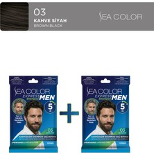 Sea Color 2'li Express Men Amonyaksız Şampuan Boya, Şampuan Kolaylığında Erkek Saç Boyası 03 Kahve Siyah