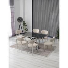 JoyMassa Venoxa 80X120 Mdf Masa / 6 Polo Sandalyeli Masa Takımı