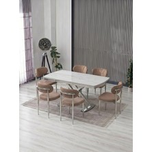 JoyMassa Venoxa 80X120 Mdf Masa / 6 Polo Sandalyeli Masa Takımı