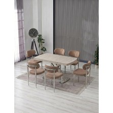 JoyMassa Venoxa 80X120 Mdf Masa / 6 Polo Sandalyeli Masa Takımı