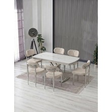 JoyMassa Venoxa 80X120 Mdf Masa / 6 Polo Sandalyeli Masa Takımı