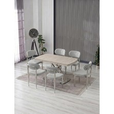 JoyMassa Venoxa 80X120 Mdf Masa / 6 Polo Sandalyeli Masa Takımı