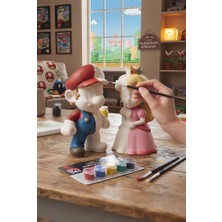 Printella Mario & Prenses Boyama Figürü Seti 5 Renk Akrilik Boya 2 Fırça Hobi ve Hediye Kiti