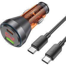 Hoco NZ12B Unimpeded PD48W USB + Type-C Araç Çakmaklı Hızlı Şarj Aleti + Type-C To Type-C KABLO-1852