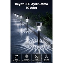 10'lu Güneş Enerjili LED Bahçe Yolu Lambası- Solar Bahçe Aydınlatma IP44 Su Geçirmez Işık Seti