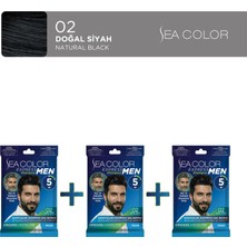 Sea Color 3'lü Express Men Amonyaksız Şampuan Boya, Şampuan Kolaylığında Erkek Saç Boyası 02 Doğal Siyah